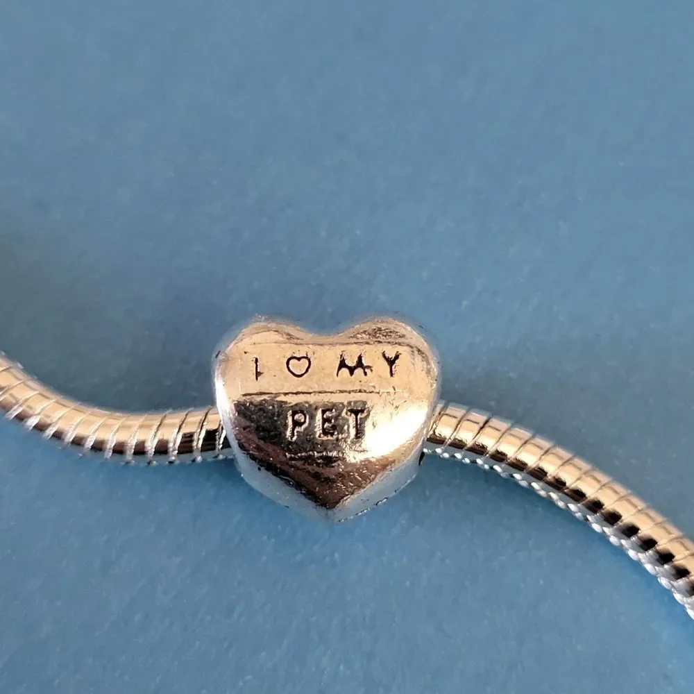 NWT! For Pandora Charm Bracelet Paw Charm - Pink And Silver Color I LOVE MY PET